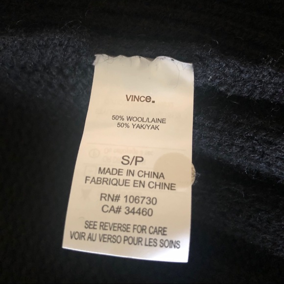 VINCE Black Ribbed Draped Cardigan - Size Small - Picture 3 of 8
